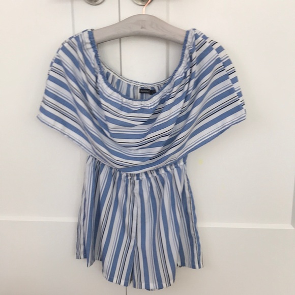 ASOS Pants - ASOS striped off the shoulder romper ASOS Pants - ASOS striped off the shoulder romper